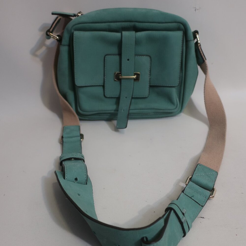 Womens Tila March Paris Turquoise Blue Suede Crossbody Shoulder Handbag